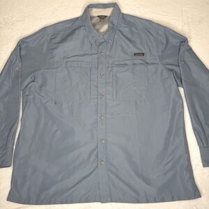 Eddie Bauer Men's 2XL Long Sleeve Button Vented Outdoor Shirt Blue Fishing Camp
